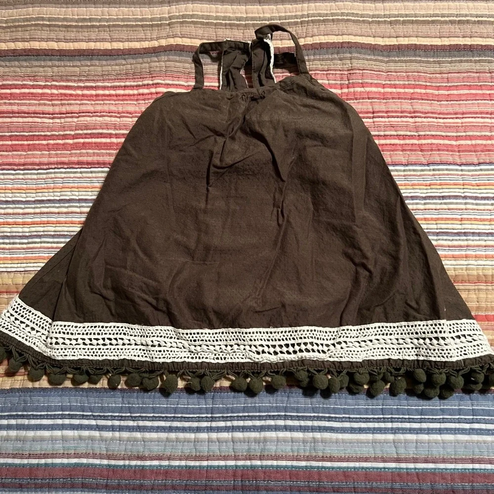 Tommy Bahama Brown Dress 2T Toddler Girls Pom Pom‎ Trim Sleeveless Casual
